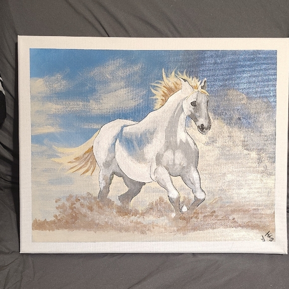 White Horse Canvas Art